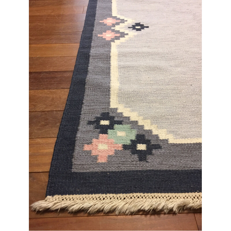 Tapis vintage suèdois Rollakan en laine