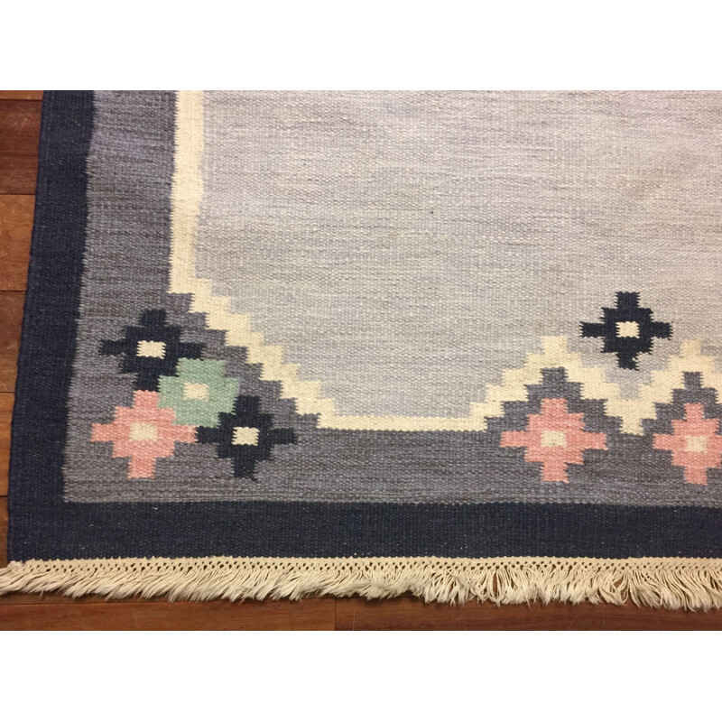 Tapis vintage suèdois Rollakan en laine