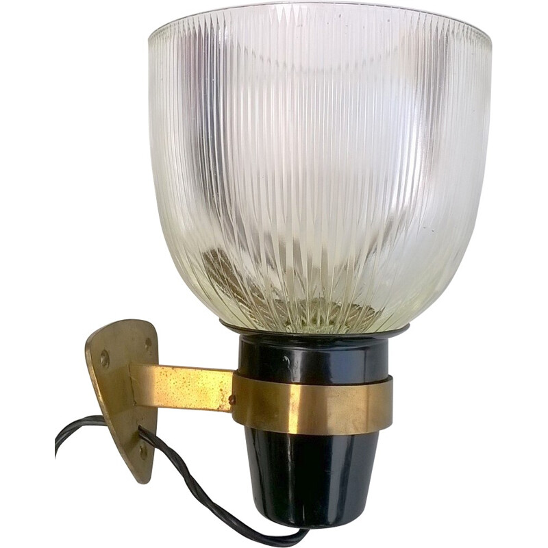 Metal, brass and glass wall lamp, Ignazio GARDELLA - 1955