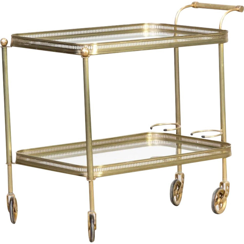 Vintage brass and glass serving trolley Maison Bagués