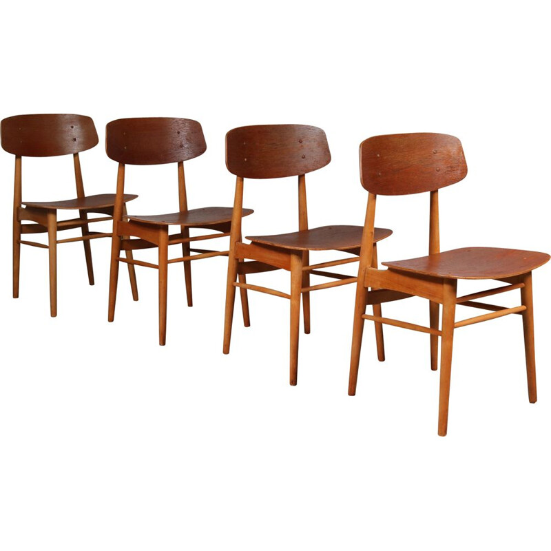 4 vintage dutch dining chairs by Børge Mogensen for Søborg Møbelfabrik,1950 