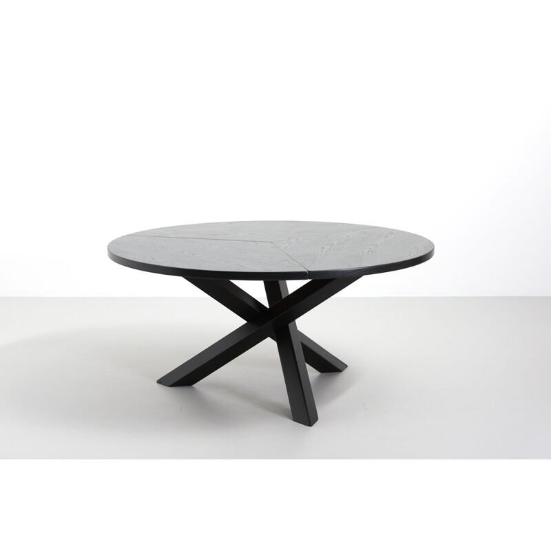 Table vintage ronde noire laquée par Martin Visser