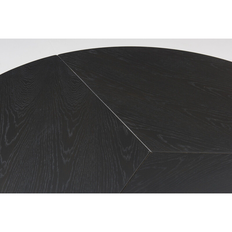 Vintage black lacquered round dining table by Martin Visser