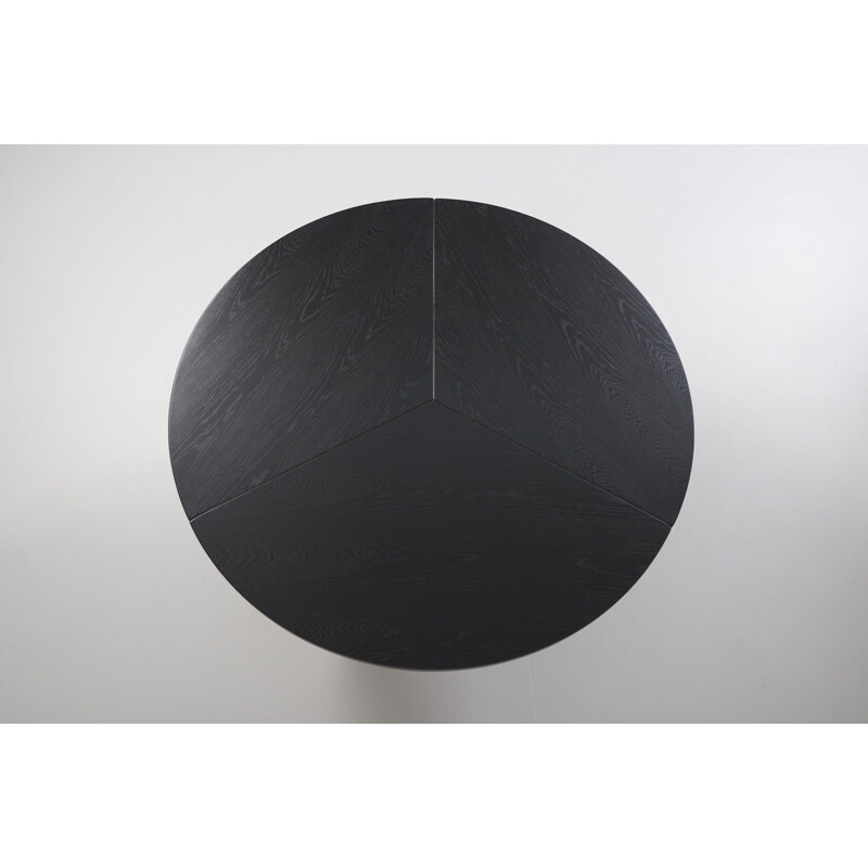 Vintage black lacquered round dining table by Martin Visser