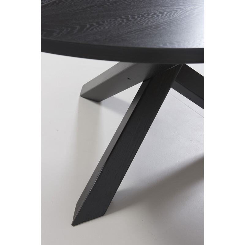 Vintage black lacquered round dining table by Martin Visser