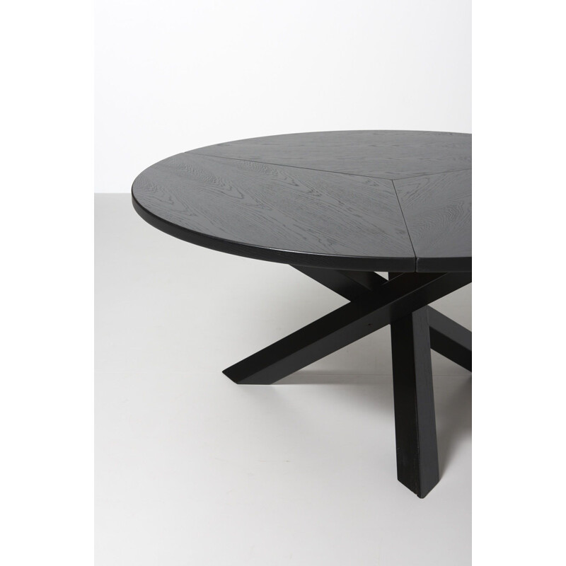 Vintage black lacquered round dining table by Martin Visser