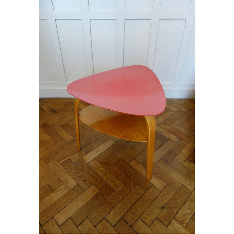 Vintage night stand Bow wood by Steiner, France 1950s