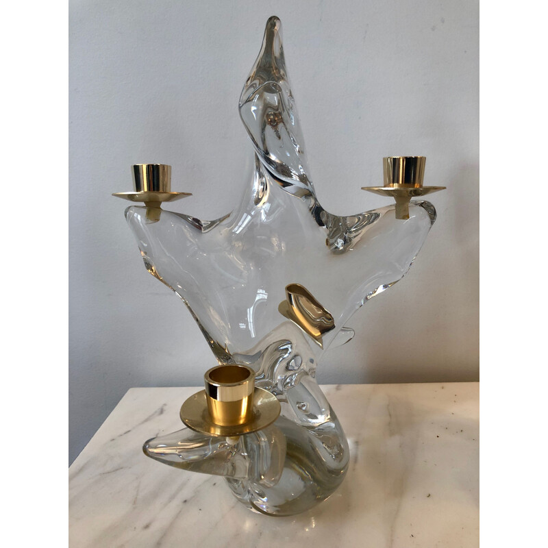 Pair of vintage crystal candlesticks