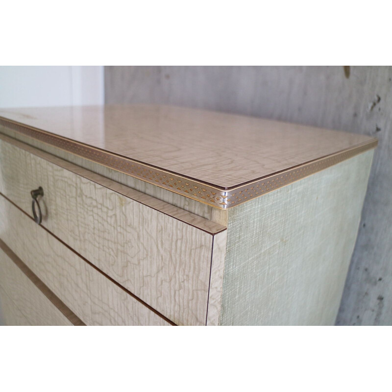 Vintage chest of drawers in light grey formica