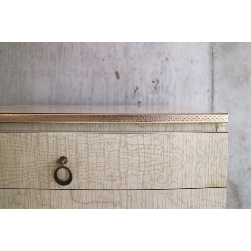 Vintage chest of drawers in light grey formica