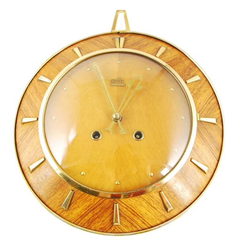 Vintage wall clock Mechanical by VEB Feinmechanik Sonneberg 112613, Germany 1950s