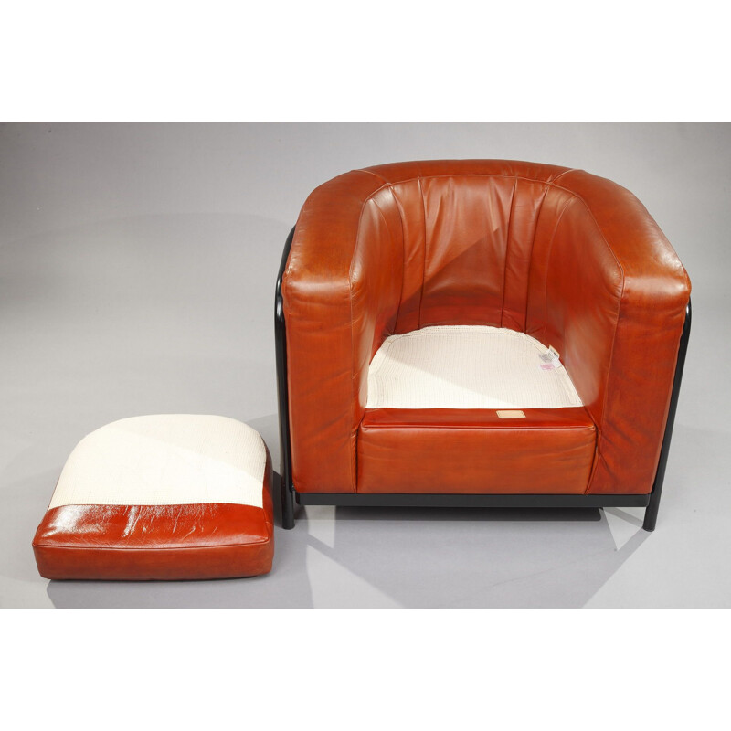 Ensemble de salon vintage, canapé et 2 fauteuils en cuir Onda par Zanotta, Italie, 1980s