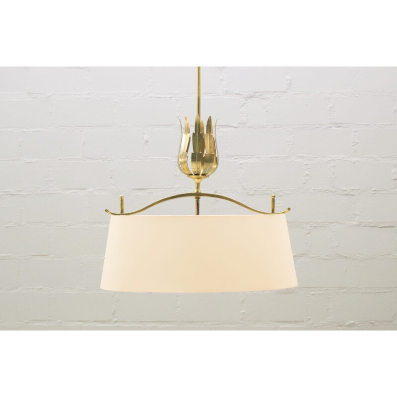 Vintage brass hanging lamp for Vereinigten Werkstätten München 1950