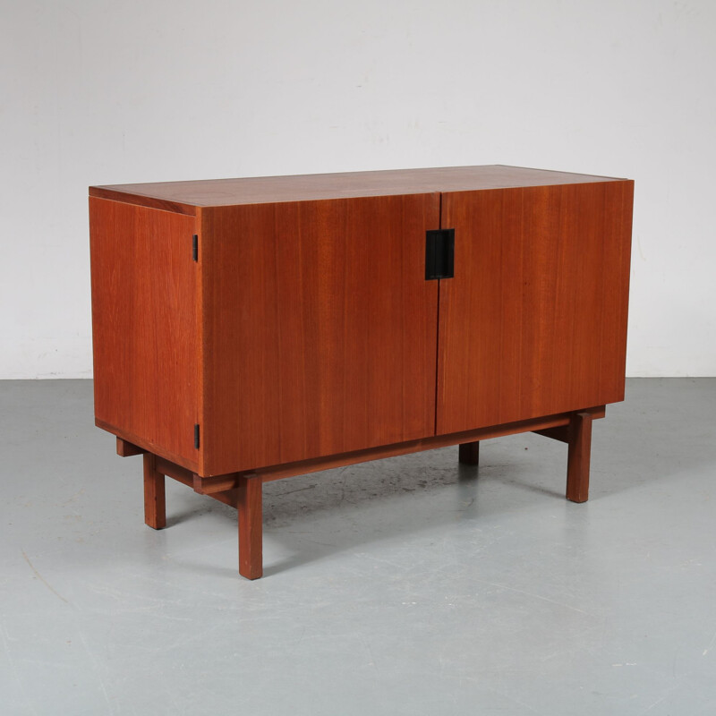 Vintage danish sideboard by Braakman for Pastoe in teak and metal 1950