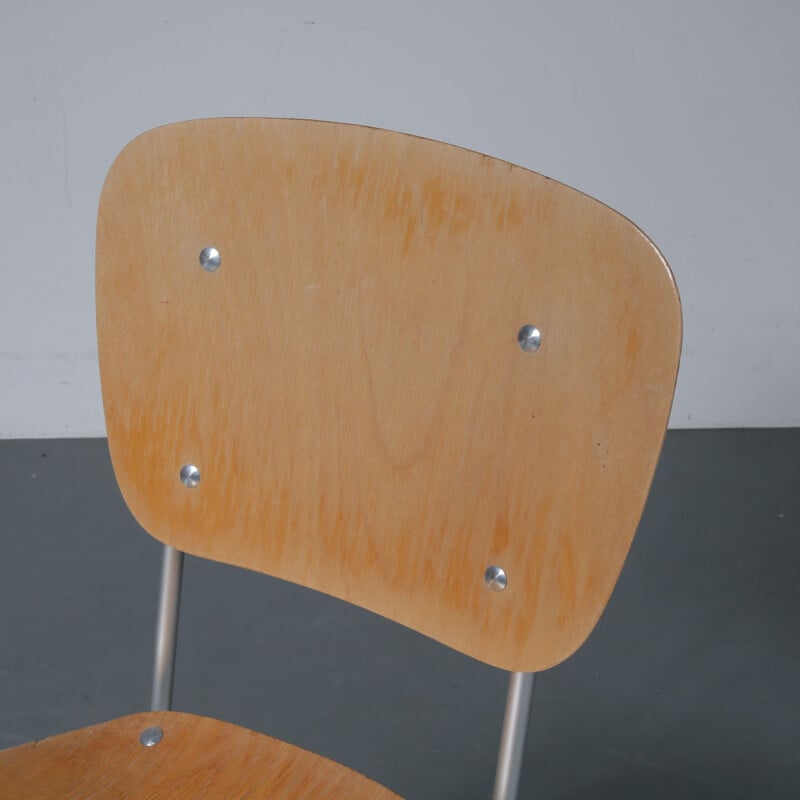 Vintage Aluflex chair by Hans Zollinger Sohre in wood and metal 1950