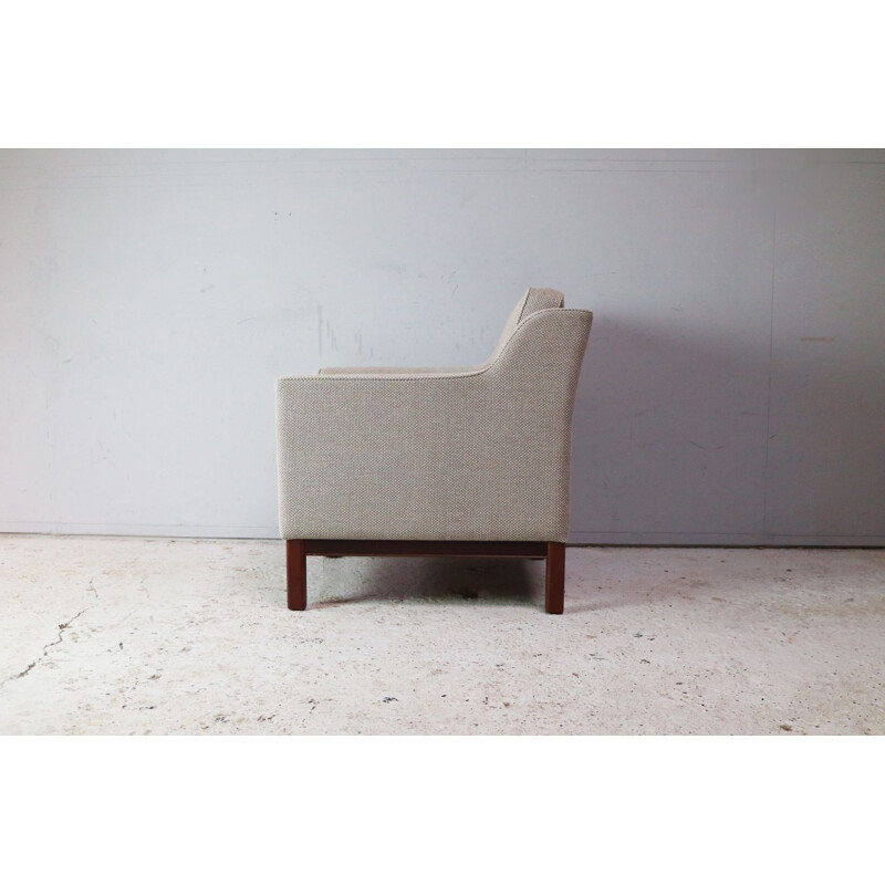Vintage danish armchair in gray wool and teak 1970