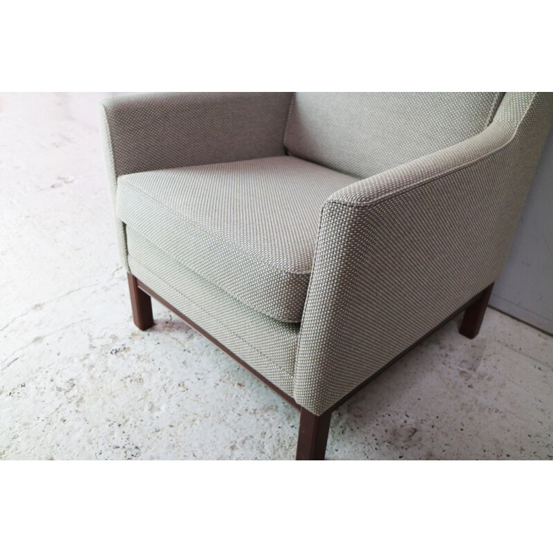 Vintage danish armchair in gray wool and teak 1970