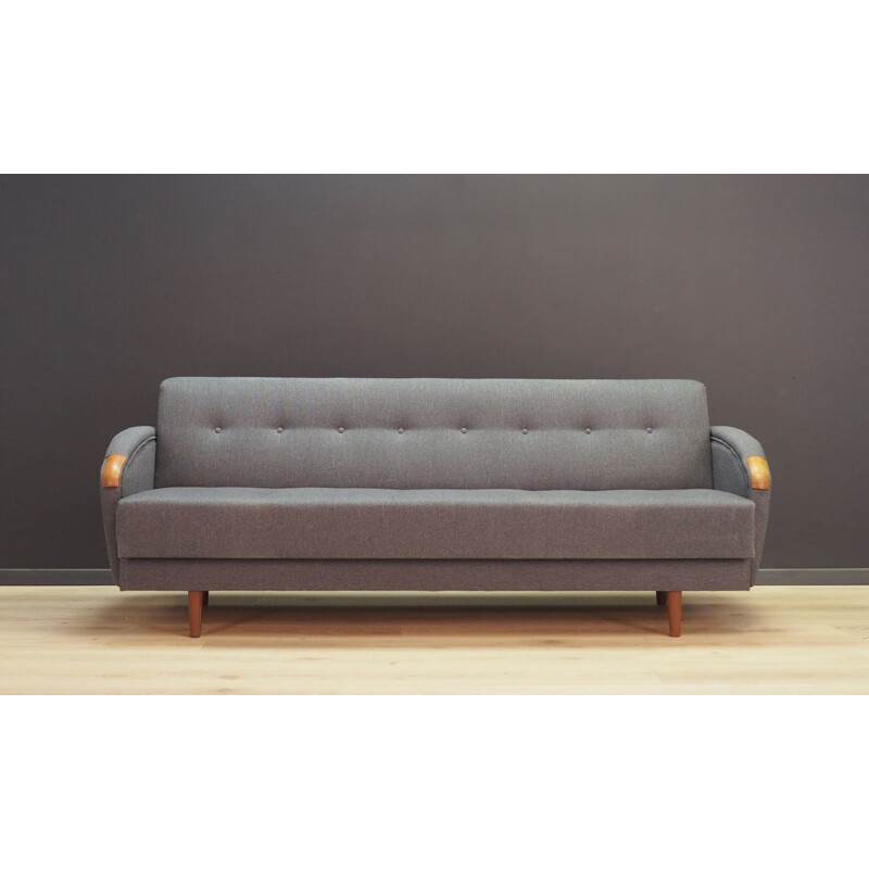 Vintage scandinavian sofa in gray fabric 1970