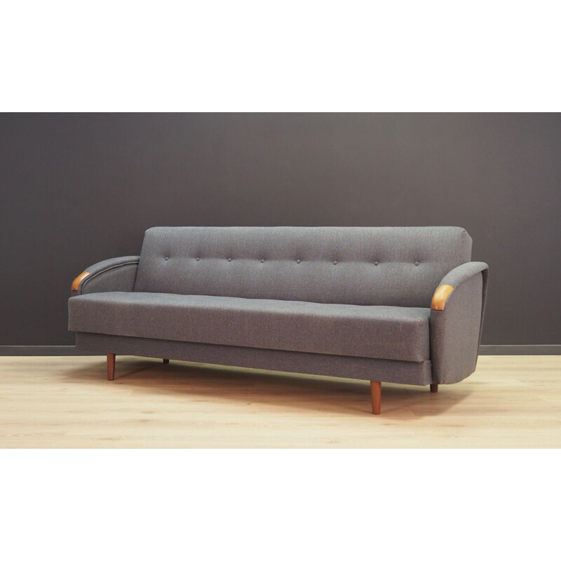 Vintage scandinavian sofa in gray fabric 1970