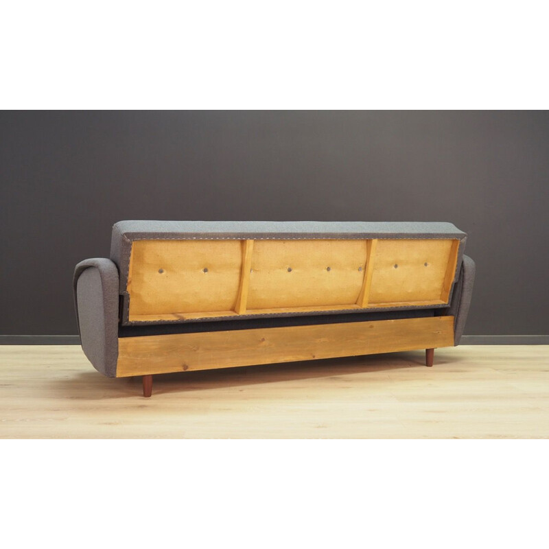 Vintage scandinavian sofa in gray fabric 1970