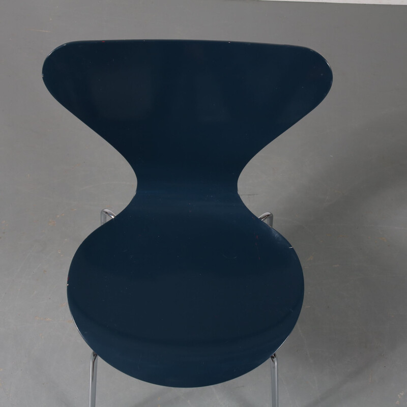 Vintage Butterfly blue chair for Fritz Hansen in plywood and metal 1970s