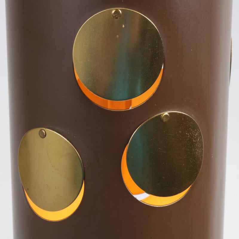 Sospensione a cilindro vintage in ottone e metallo di Dane Lyfa, 1970