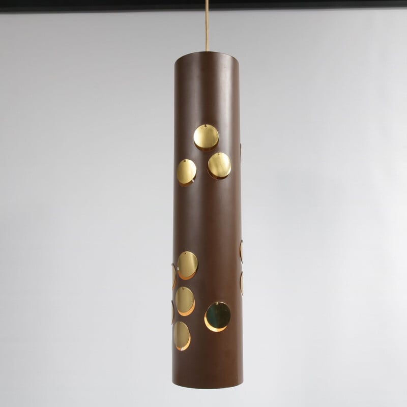 Vintage brass and metal cylinder suspension by danish lyfa, 1970