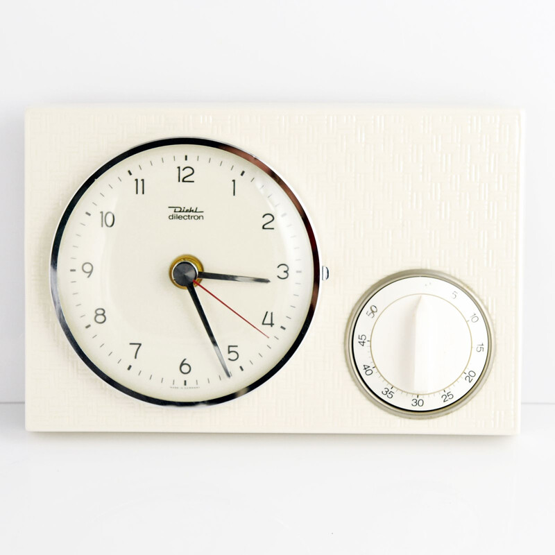 Vintage german clock with a timer by Diehl in ceramic 1960