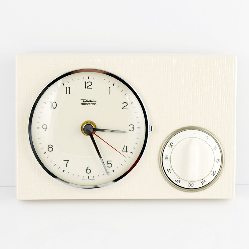 Vintage german clock with a timer by Diehl in ceramic 1960