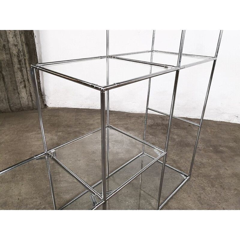 Système d'étagères vintage Abstracta pour Abstracta System en verre et acier argenté 1960