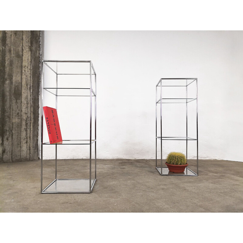 Paire de selettes vintage Abstracta pour Abstracta System en verre et acier