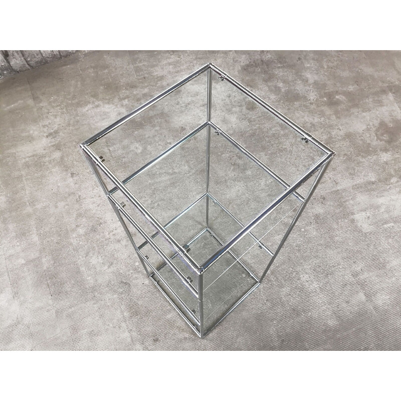 Pair of vintage Abstracta stands for Abstracta System in glass and steel