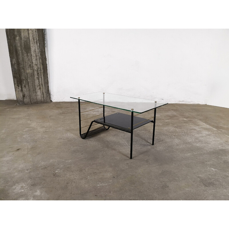 Vintage coffee table in glass and steel