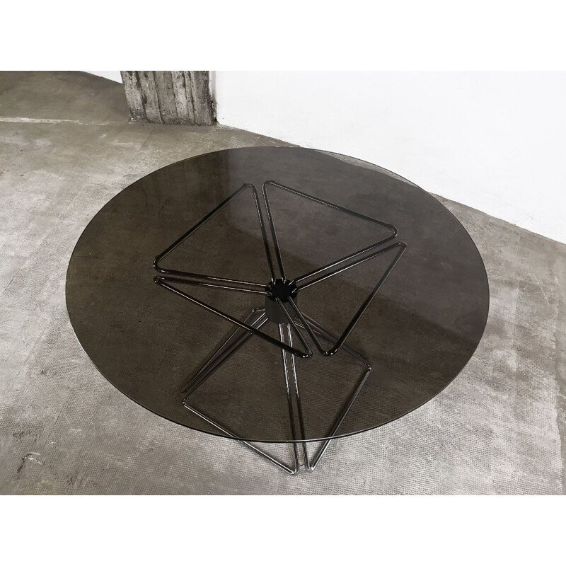 Vintage table for Novalux in glass and steel 1970