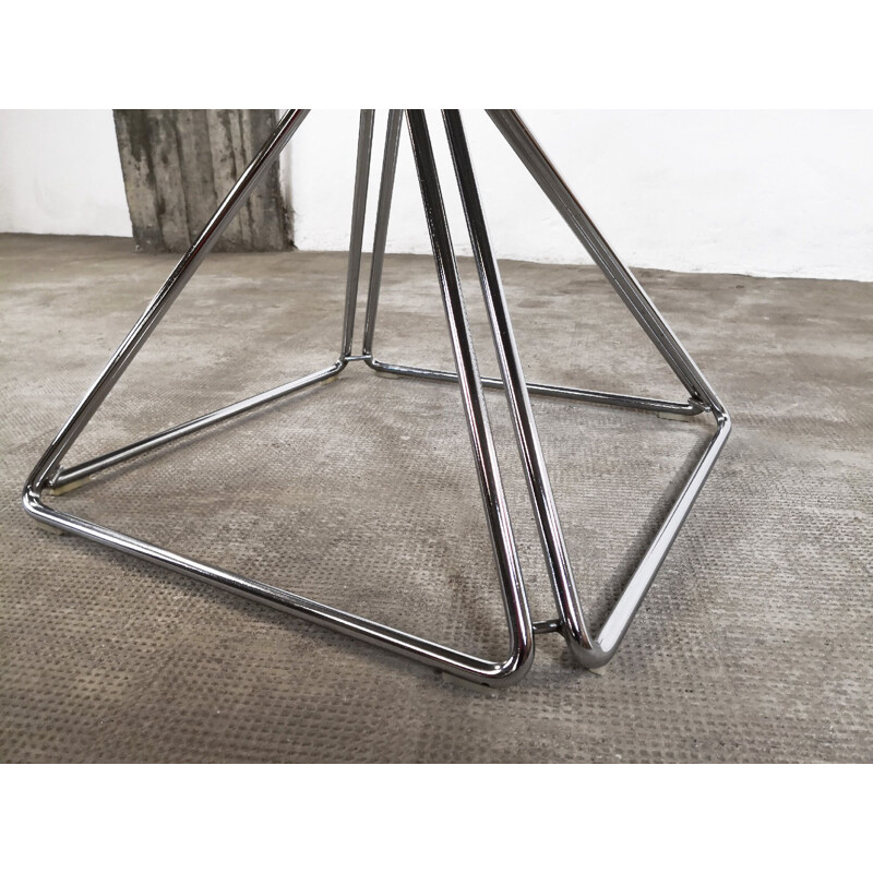 Vintage table for Novalux in glass and steel 1970