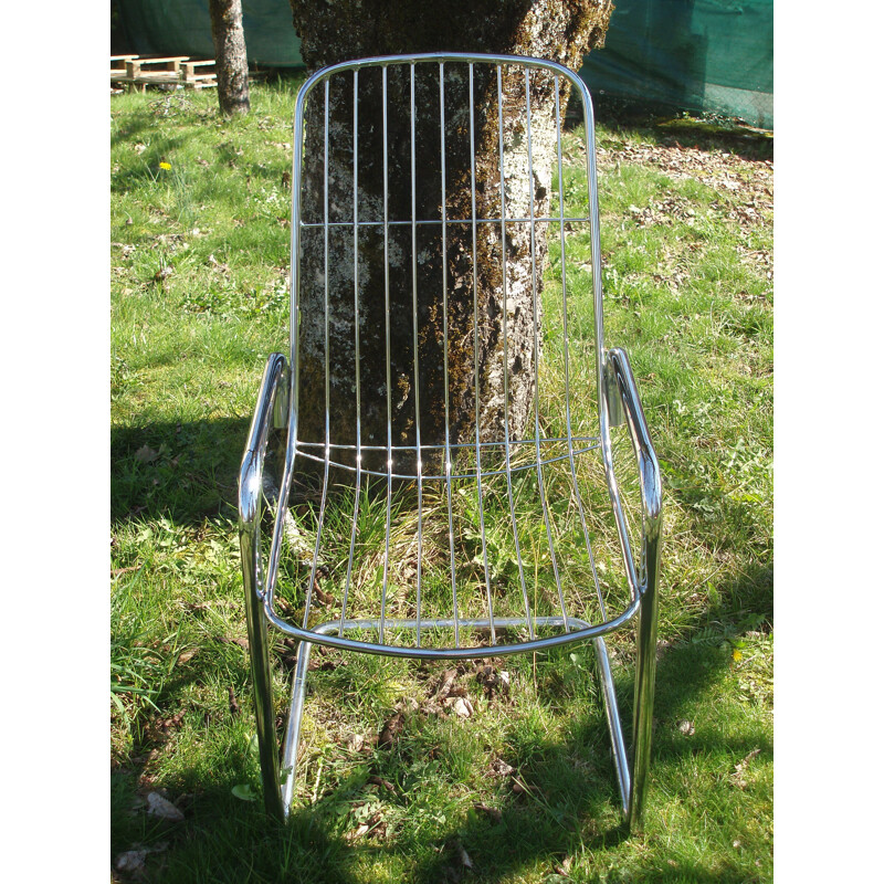Set of 4 vintage chairs in chromed metal