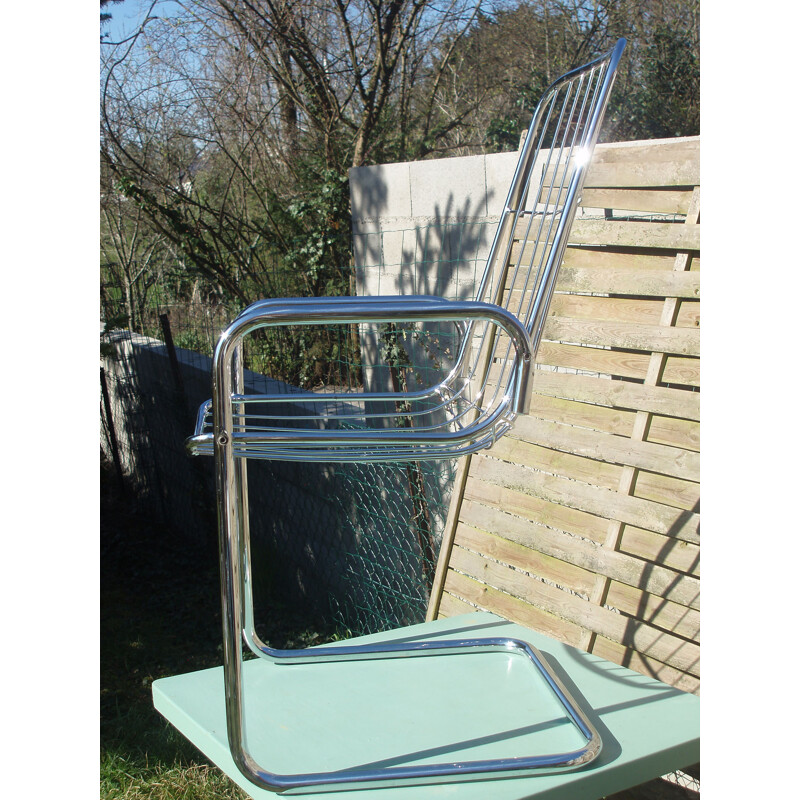 Suite de 4 chaises vintage en métal chromé