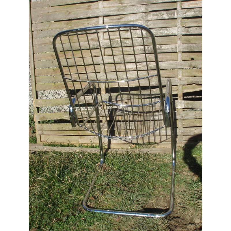 Set of 4 vintage chairs in chromed metal