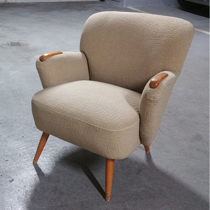 Paire de fauteuils danois vintage en tissu beige