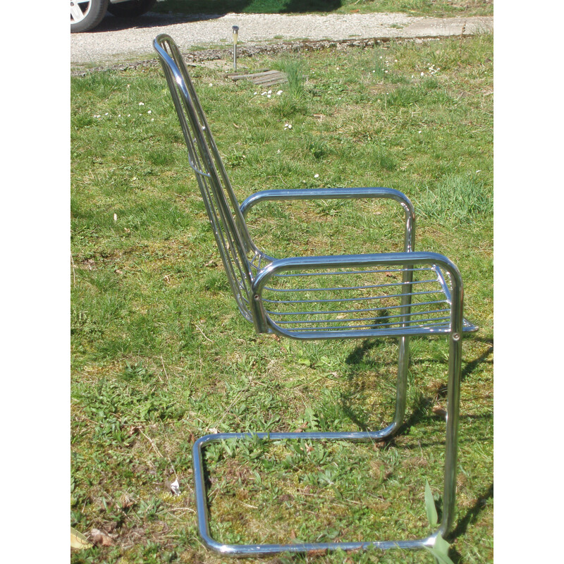 Set of 4 vintage chairs in chromed metal