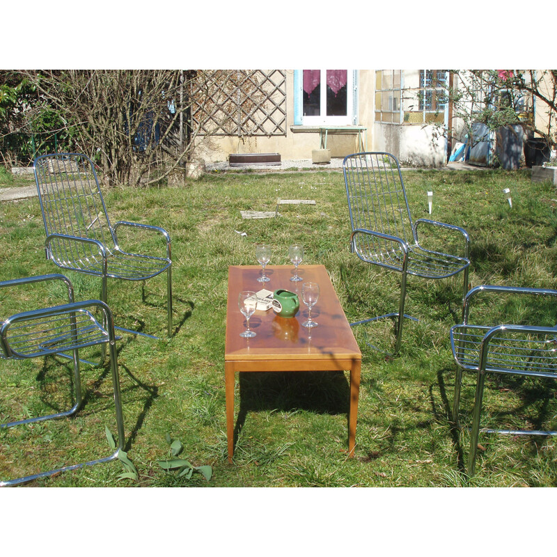 Set of 4 vintage chairs in chromed metal