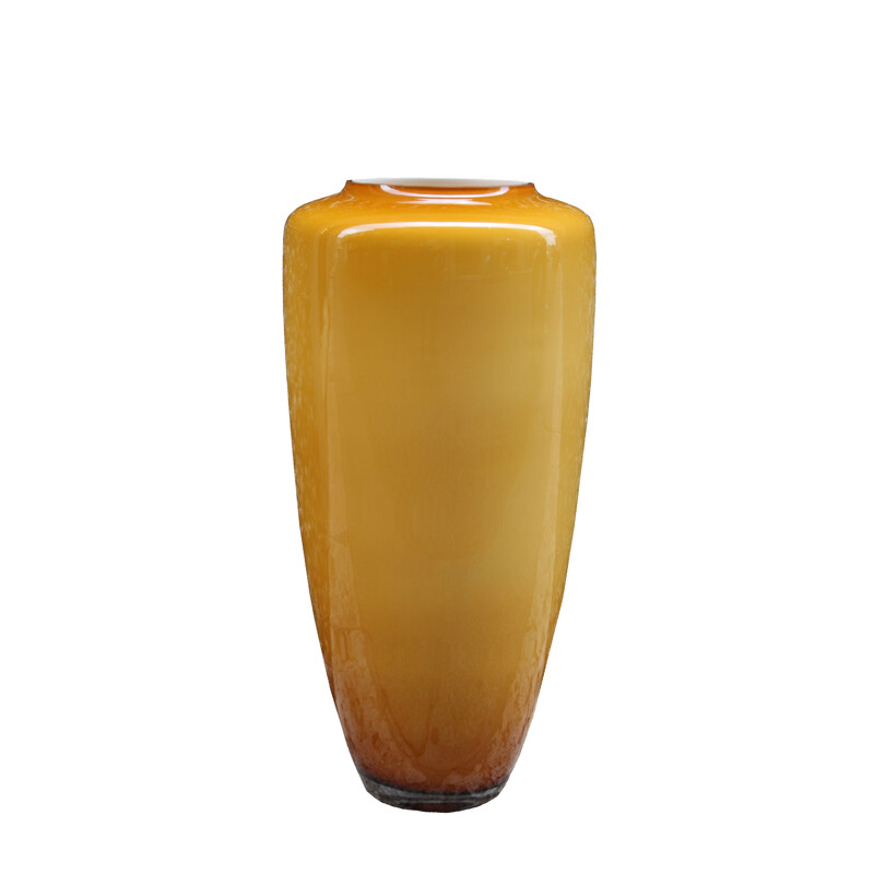 Vase italien vintage en verre de Murano jaune