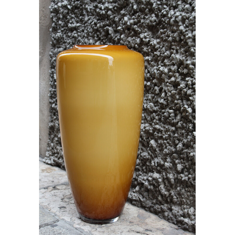 Vase italien vintage en verre de Murano jaune