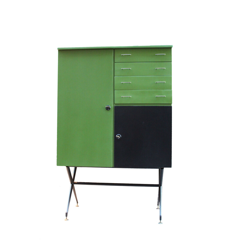 Green and black sideboard in metal