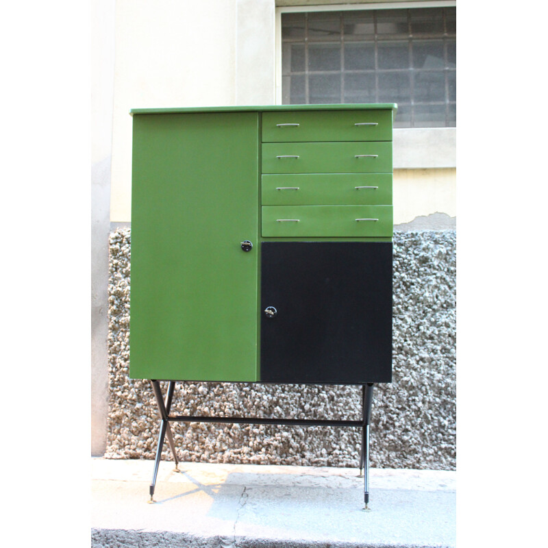 Green and black sideboard in metal