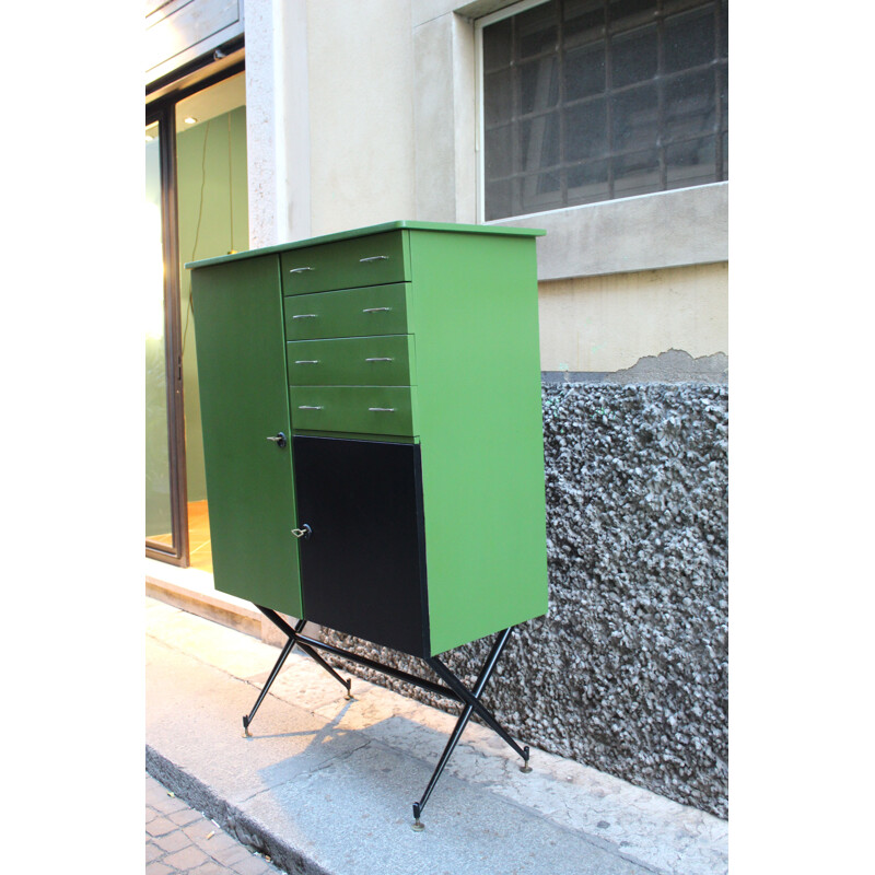 Green and black sideboard in metal