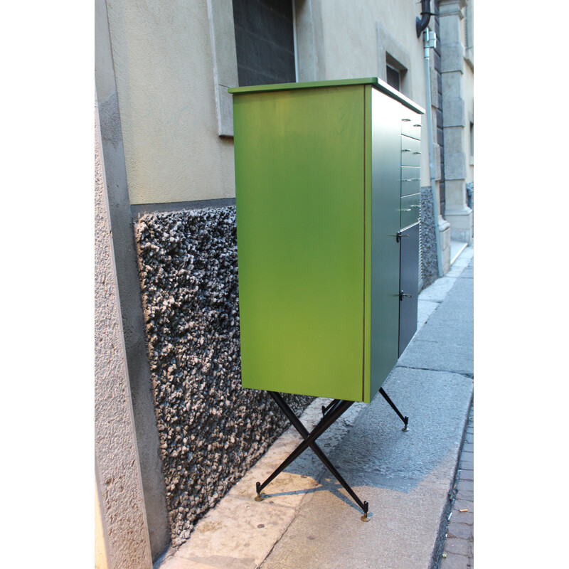 Green and black sideboard in metal