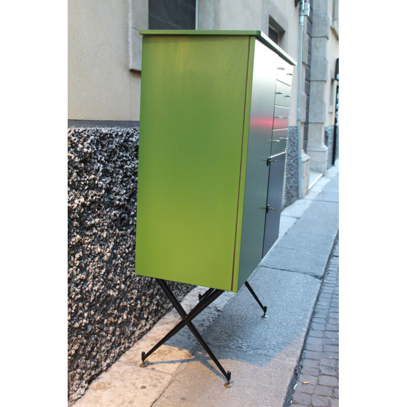 Green and black sideboard in metal