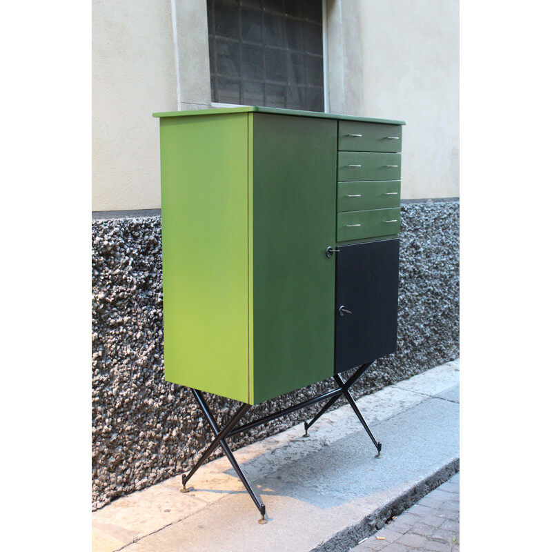 Green and black sideboard in metal