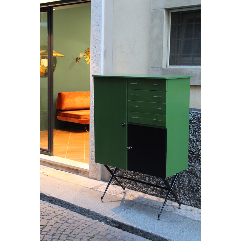 Green and black sideboard in metal